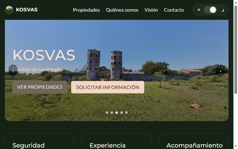 Captura de pantalla del sitio real kosvaspy.com
